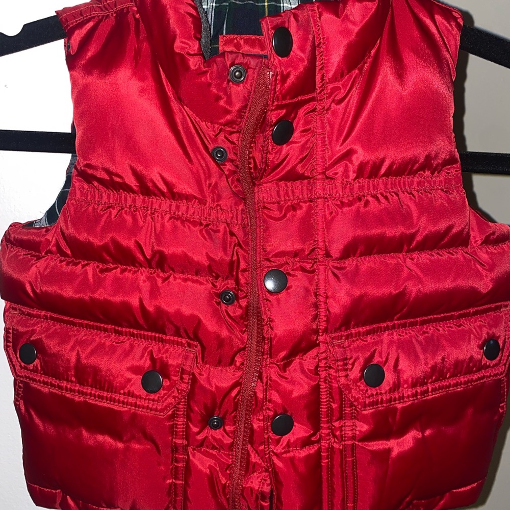 BABY GAP Red Puffer Vest with Black Buttons